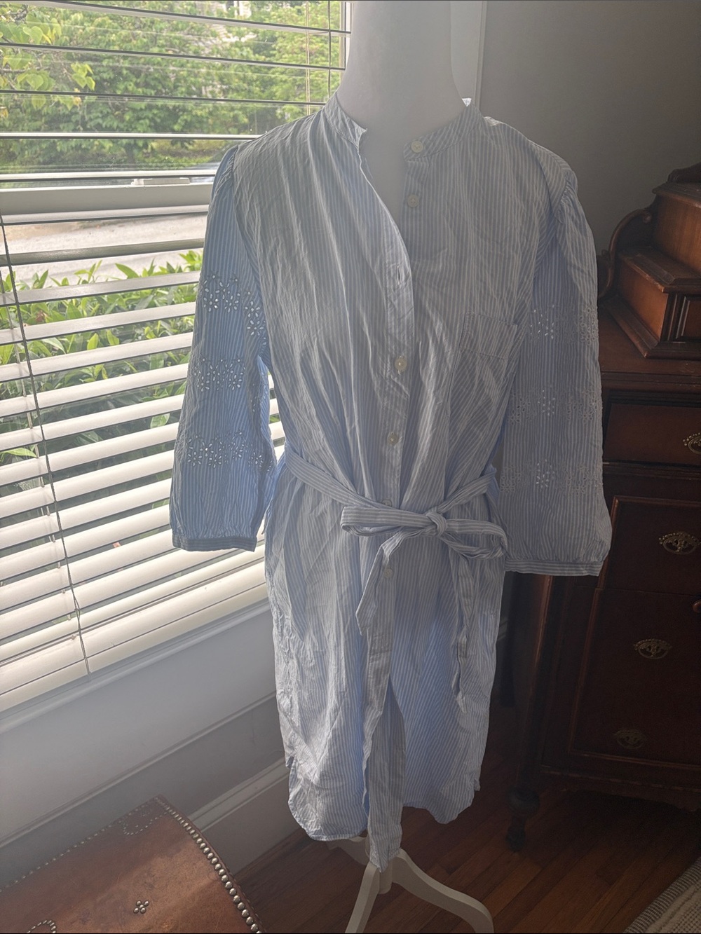 LOFT Light Blue & White Striped Shirt